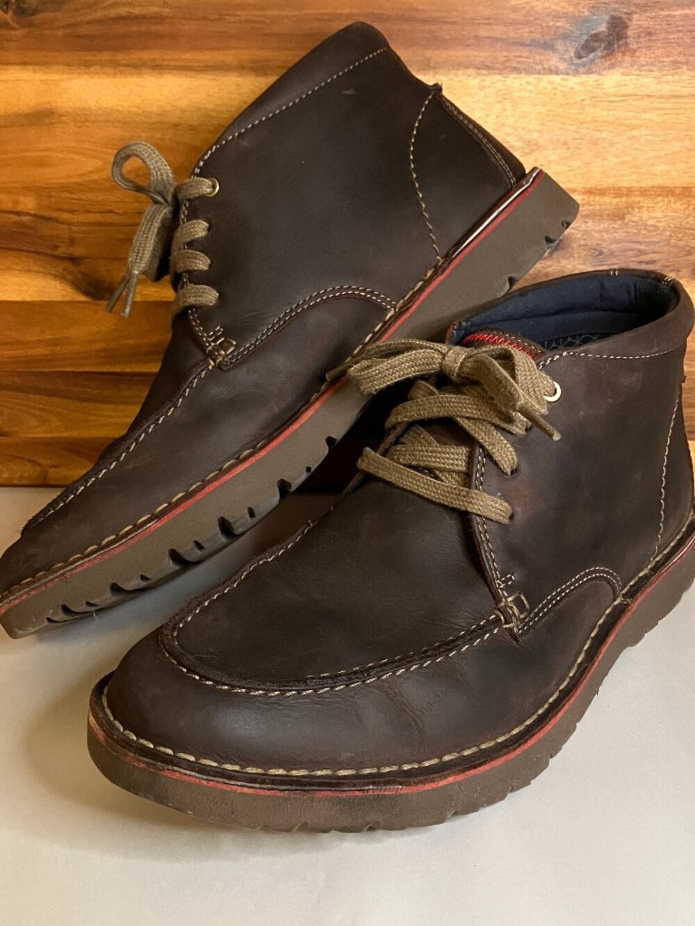 Clarks Collection Vargo Rise Men’s 9.5 M Dark Brown Leather Chukka Boots MOC Toe